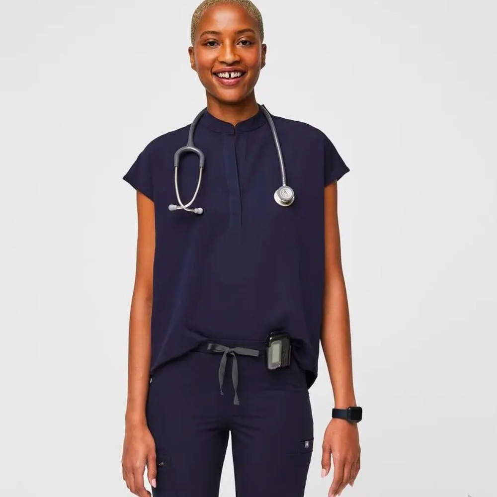 FIGS Rafaela Oversized Scrub Top in Navy